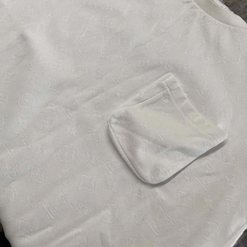 Louis Vuitton White Embossed Monogram Pocket Crewneck